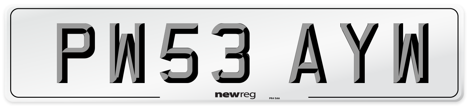 PW53 AYW Number Plate from New Reg